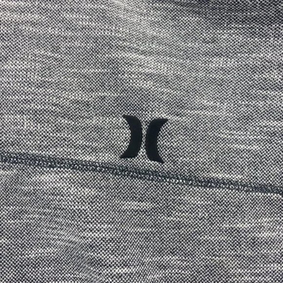 Hurley Sweater Men Large L Gray Hoodie Pull Over 1/4 Button Casual Logo Sports - Picture 2 of 8